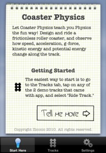 Coaster Physics iPhone iPad app design frictionless roller coaster PragmaticMom