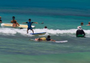 kid surfing Waikiki