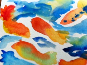 koi fish art project, koi fish watercolor art 
