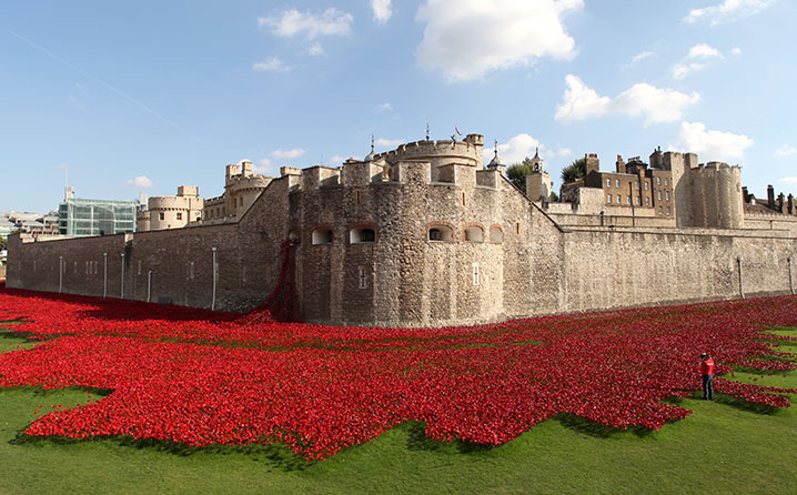 Tower of London art installation of ceramic poppies