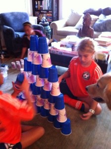 indoor activity for kids, cup stacking,