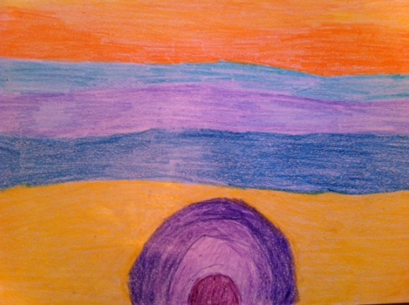 Abstract art project for kids, Arthur Dove, crayon abstract art project for kids