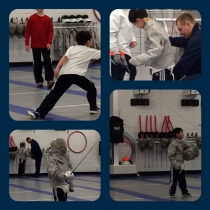 3rd grader first fencing lesson