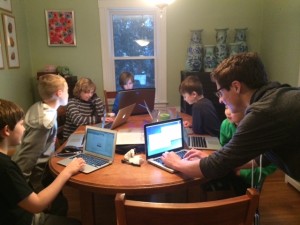 third grade boys learn to program in Scratch from MIT