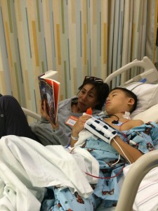 reading Blood of Olympus, Percy Jackson at Boston Children's Hospital