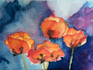 poppies watercolor painting by mia wenjen