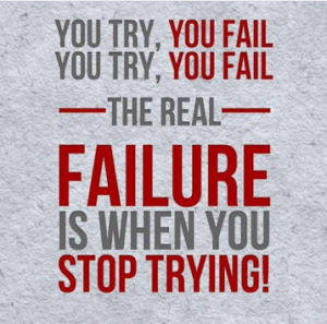 the real failure is when you stop trying, fail and try again