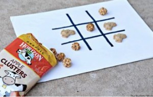 Horizon Organic snacks as game pieces for tic tac toe