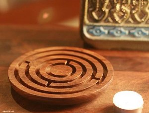 Fair Trade Wood Maze Game Carved by Hand, 'Labyrinth Intrigue'
