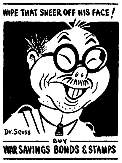 Dr. Seuss World War II racist cartoons against Japanese Americans