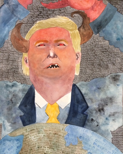#NeverTrump Trump as bottom feeder by Zoe Lee painting