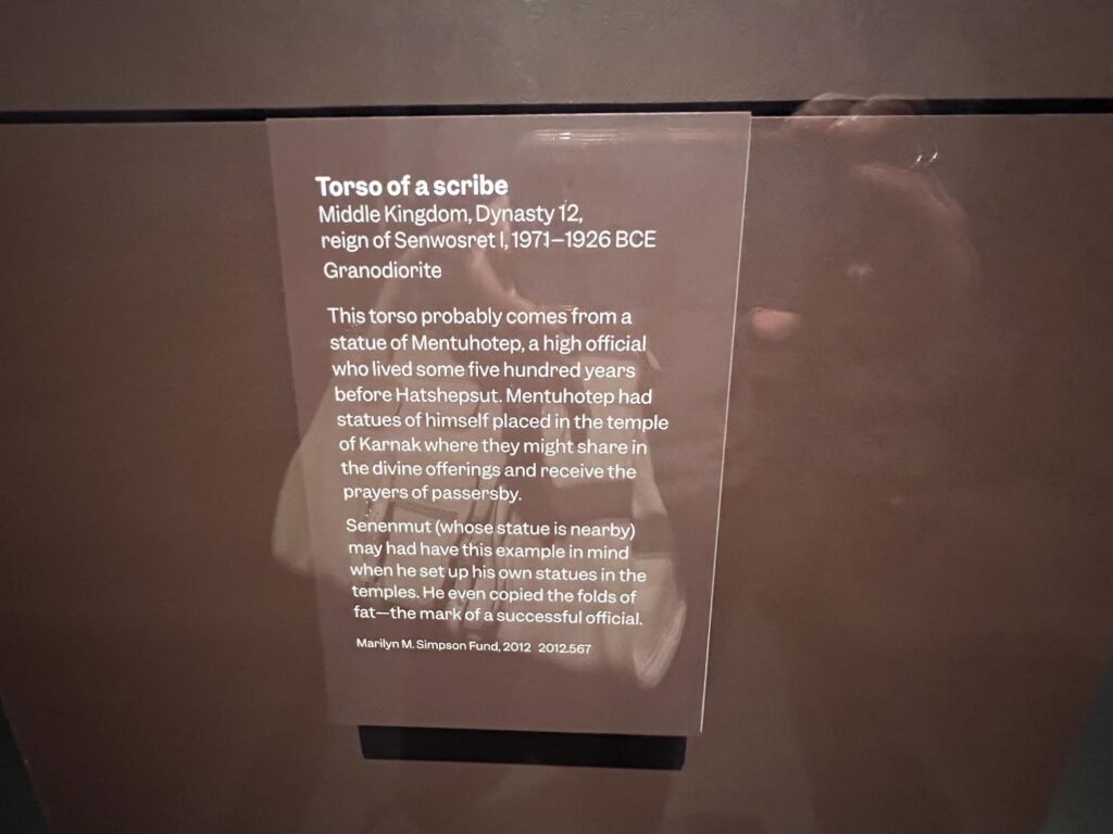 torso of a scribe inspired Senenmut's own statue description