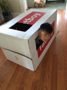 DIY cardboard box house for kids