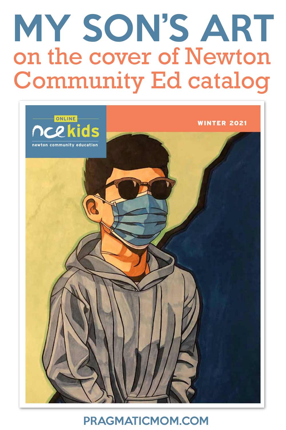 My son's art on the cover of Newton Community Ed catalog! - Pragmatic Mom