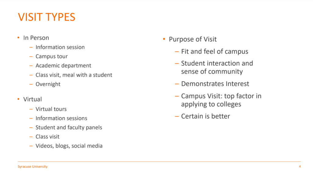 Types Of College Visits