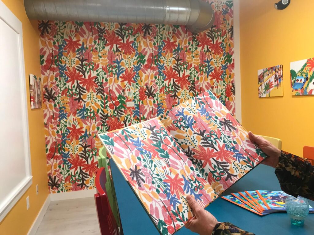 picture book endpapers as wallpaper at Barefoot Books