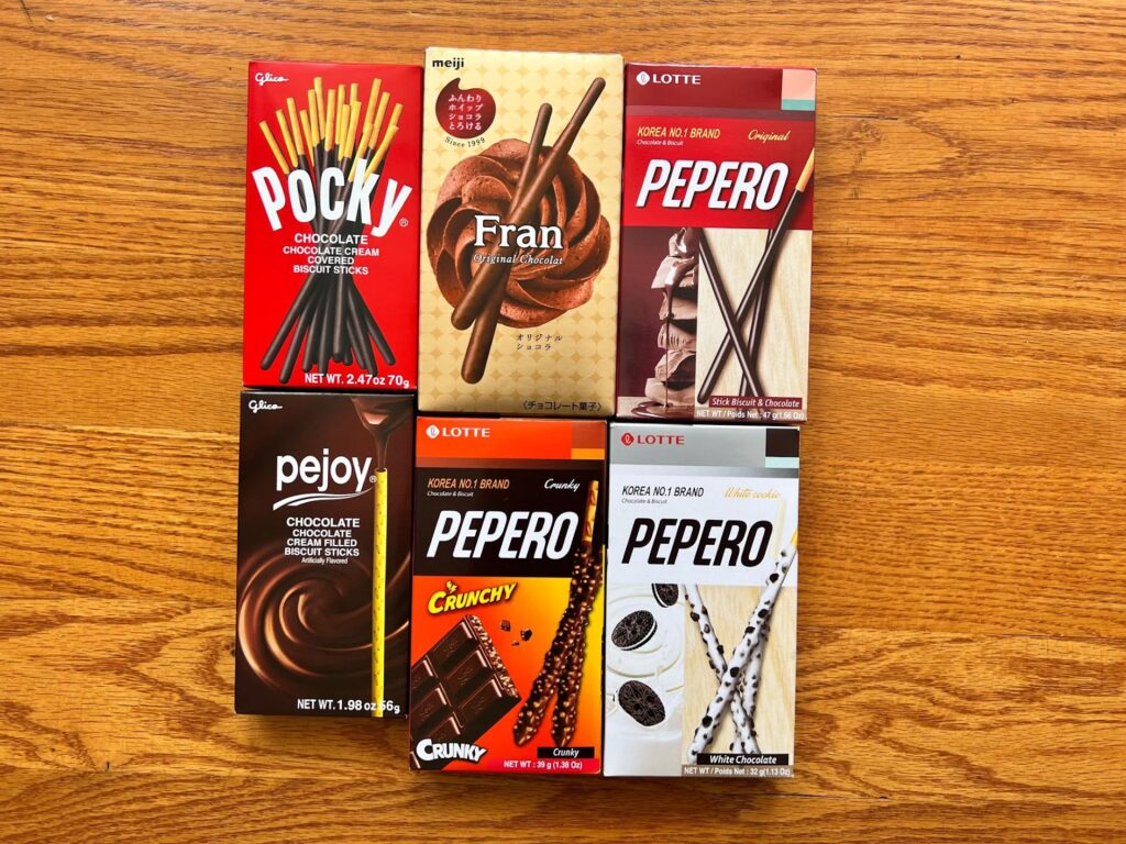 six different kinds of Pocky cookies