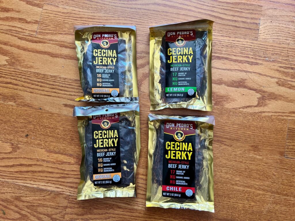 an assortment of Mexican Beef Jerky from Don Pedro's Kitchen