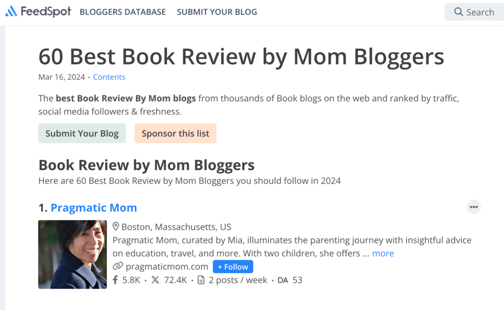 Top 60 Book Review by Mom Bloggers