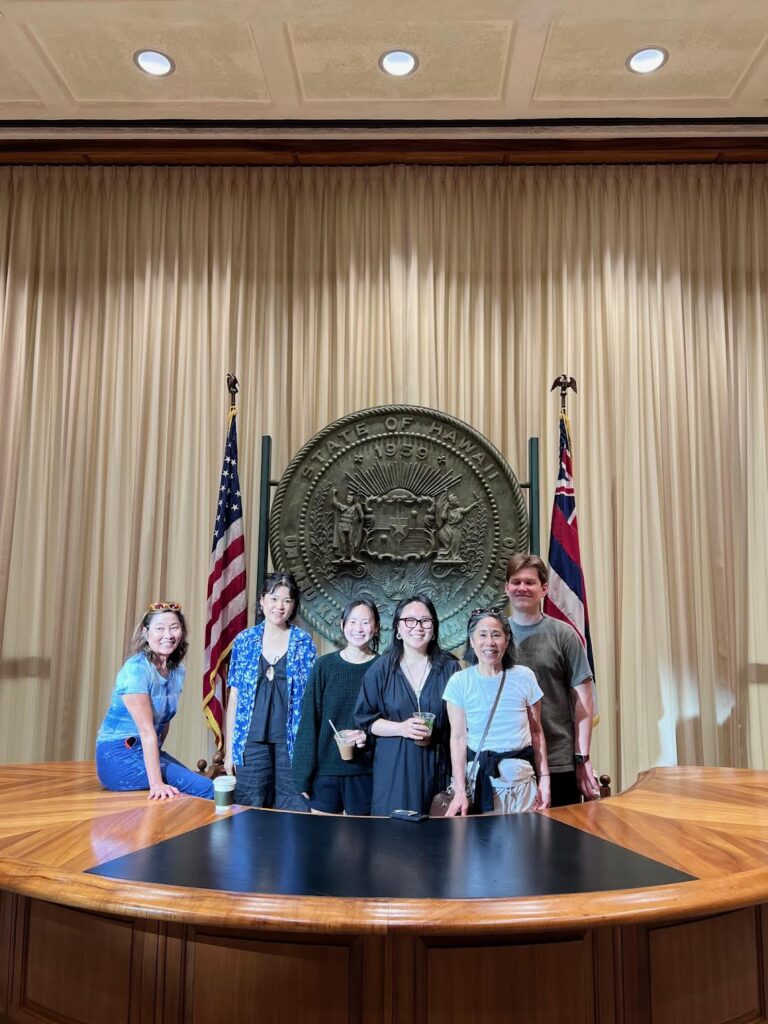 Mia Wenjen at the Hawaii State House with Lori Abe