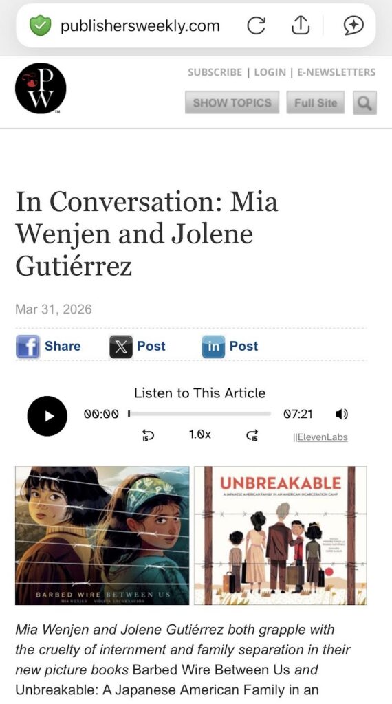 UNBROKEN and BARBED WIRE BETWEEN US interview in Publisher Weekly