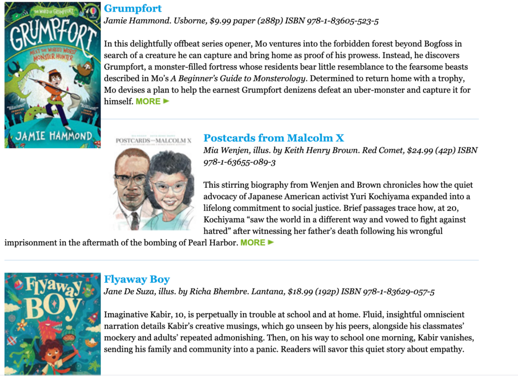 Publishers Weekly reviews POSTCARDS FROM MALCOLM X!