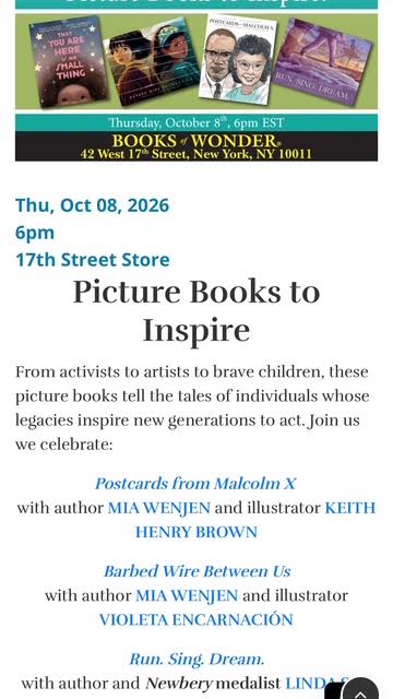 I'm on a Picture Book Panel at Books of Wonder in NYC!